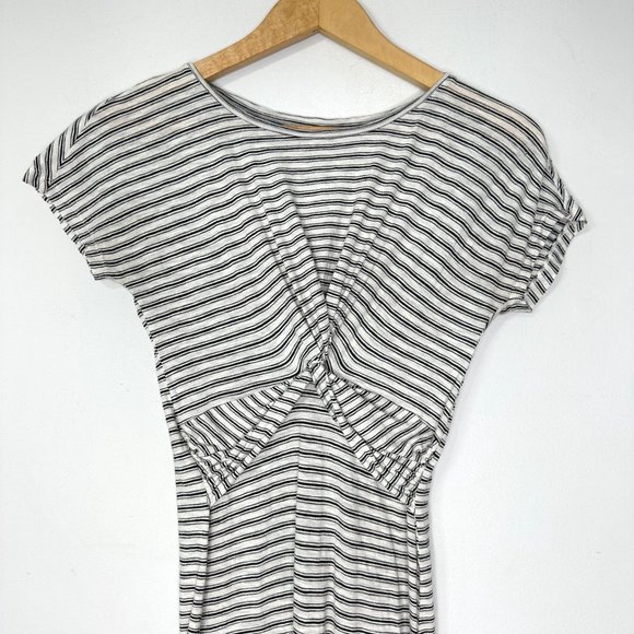 ALL SAINTS Paloma Striped Midi Dress with Knot Front Charcoal Grey Sz XS - Picture 4 of 12